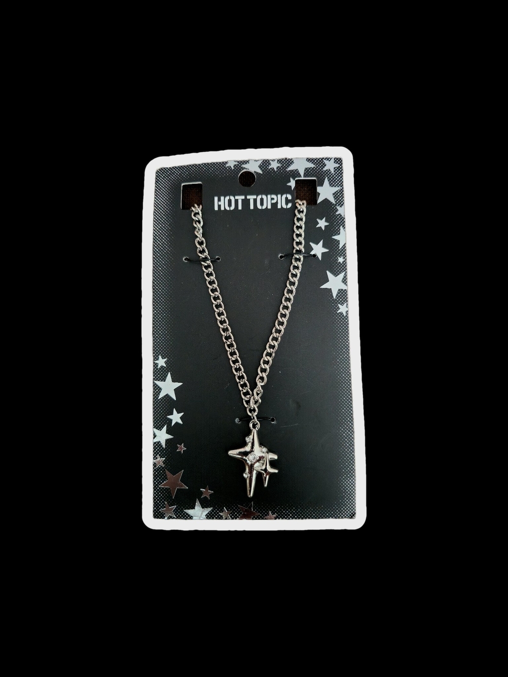 Hot Topic Silver Star Starburst Sparkles Pendant Necklace